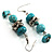 Turquoise Bead Drop Earrings (Silver Tone) - view 4
