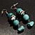 Turquoise Bead Drop Earrings (Silver Tone) - view 5