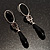 Black Enamel Crystal Drop Earrings (Silver Tone) - view 3