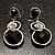 Black Beaded Drop Earrings (Silver Tone) - view 6