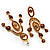 Stunning Amber Coloured Swarovski Crystal Chandelier Earrings (Gold Tone) - view 7