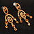 Stunning Amber Coloured Swarovski Crystal Chandelier Earrings (Gold Tone) - view 10