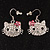 Cute Crystal Kitten Earrings (Silver&Clear) - view 6