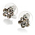 Tiny Diamante Floral Stud Earrings (Silver&Clear) - view 3