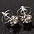 Tiny Diamante Floral Stud Earrings (Silver&Clear) - view 5
