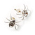 Tiny White Crystal Spider Stud Earrings - view 3