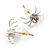 Tiny White Crystal Spider Stud Earrings - view 4