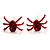 Tiny Red Crystal Spider Stud Earrings - view 2