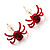 Tiny Red Crystal Spider Stud Earrings - view 4