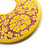 Bright Yellow Large Floral Wood Drop Hoop Earrings - view 3