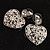 Silver Tone Filigree Crystal Heart Drop Earrings - view 8