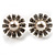 Floral Crystal Faux Pearl Stud Earrings (Silver Tone)