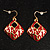 Red Enamel Square Shaped Drop Earrings (Gold Tone) - view 3
