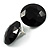 Black Round Faceted Acrylic Stud Earrings - 3cm Diameter - view 2
