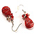 Exquisite Pink Bead Wire Drop Earrings (Silver Tone) - view 4