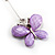 Lilac Acrylic Crystal Butterfly Drop Earrings (Silver Tone) - view 4