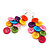 Multicoloured Plastic Button Drop Earrings (Silver Tone) - view 5