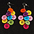 Multicoloured Plastic Button Drop Earrings (Silver Tone) - view 2