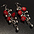 Long Red Glass Bead Drop Earrings (Silver Tone) - view 8