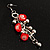 Long Red Glass Bead Drop Earrings (Silver Tone) - view 3