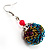 Funky Multicoloured Wire Ball Drop Earrings (Silver Tone) - view 2
