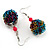 Funky Multicoloured Wire Ball Drop Earrings (Silver Tone) - view 4