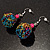 Funky Multicoloured Wire Ball Drop Earrings (Silver Tone) - view 6