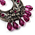 Antique Silver Purple Bead Floral Chandelier Earrings - view 4