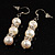 Light Cream Freshwater Pearl Crystal Drop Earrings (Silver Tone) - view 5