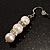 Light Cream Freshwater Pearl Crystal Drop Earrings (Silver Tone) - view 6