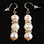 Light Cream Freshwater Pearl Crystal Drop Earrings (Silver Tone) - view 2