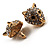 Gold Tone Swarovski Crystal Leopard Head Stud Earrings - view 4