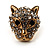 Gold Tone Swarovski Crystal Leopard Head Stud Earrings - view 3