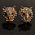 Gold Tone Swarovski Crystal Leopard Head Stud Earrings - view 2