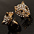 Gold Tone Swarovski Crystal Leopard Head Stud Earrings - view 5