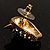 Gold Tone Swarovski Crystal Leopard Head Stud Earrings - view 6
