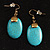 Vintage Turquoise Style Drop Earrings (Antique Gold Tone)