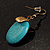 Vintage Turquoise Style Drop Earrings (Antique Gold Tone) - view 6