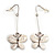 Snow White Acrylic Crystal Butterfly Drop Earrings (Silver Tone) - view 2