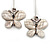 Snow White Acrylic Crystal Butterfly Drop Earrings (Silver Tone) - view 3