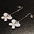 Snow White Acrylic Crystal Butterfly Drop Earrings (Silver Tone) - view 4