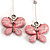 Pale Pink  Acrylic Crystal Butterfly Drop Earrings (Silver Tone) - view 3