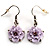 Pale Lilac Acrylic Floral Drop Earrings (Silver Tone)