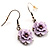 Pale Lilac Acrylic Floral Drop Earrings (Silver Tone) - view 2