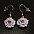 Pale Lilac Acrylic Floral Drop Earrings (Silver Tone) - view 5