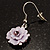 Pale Lilac Acrylic Floral Drop Earrings (Silver Tone) - view 6