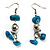 Turquoise Bead Drop Earrings (Silver Tone) - view 7