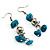 Turquoise Bead Drop Earrings (Silver Tone) - view 2
