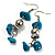 Turquoise Bead Drop Earrings (Silver Tone) - view 3
