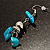 Turquoise Bead Drop Earrings (Silver Tone) - view 6